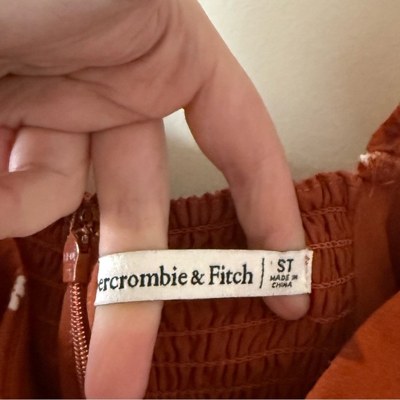 Abercrombie & Fitch Long-Sleeve Draped Bodice Mini Dress in Orange Spice - Picture 7 of 7